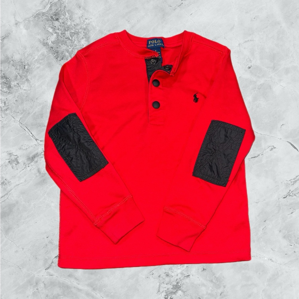 Polo by Ralph Lauren Red Long Sleeve Tee with Elbow Patches